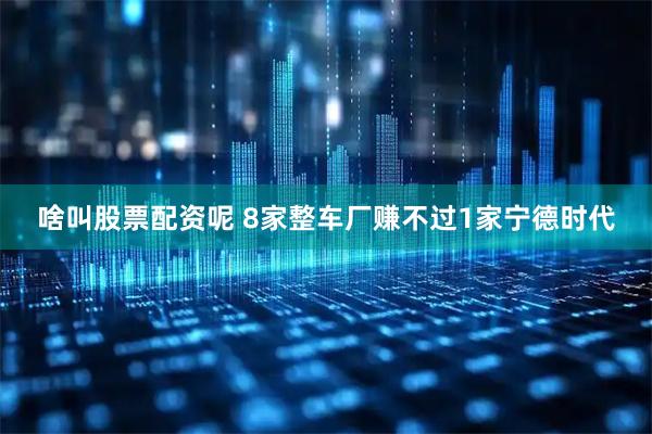 啥叫股票配资呢 8家整车厂赚不过1家宁德时代